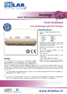 BioKlar Cuve de Stockage d’eaux usées provenant des toilettes chimique de campings BioKlar BKCC Fiche Technique